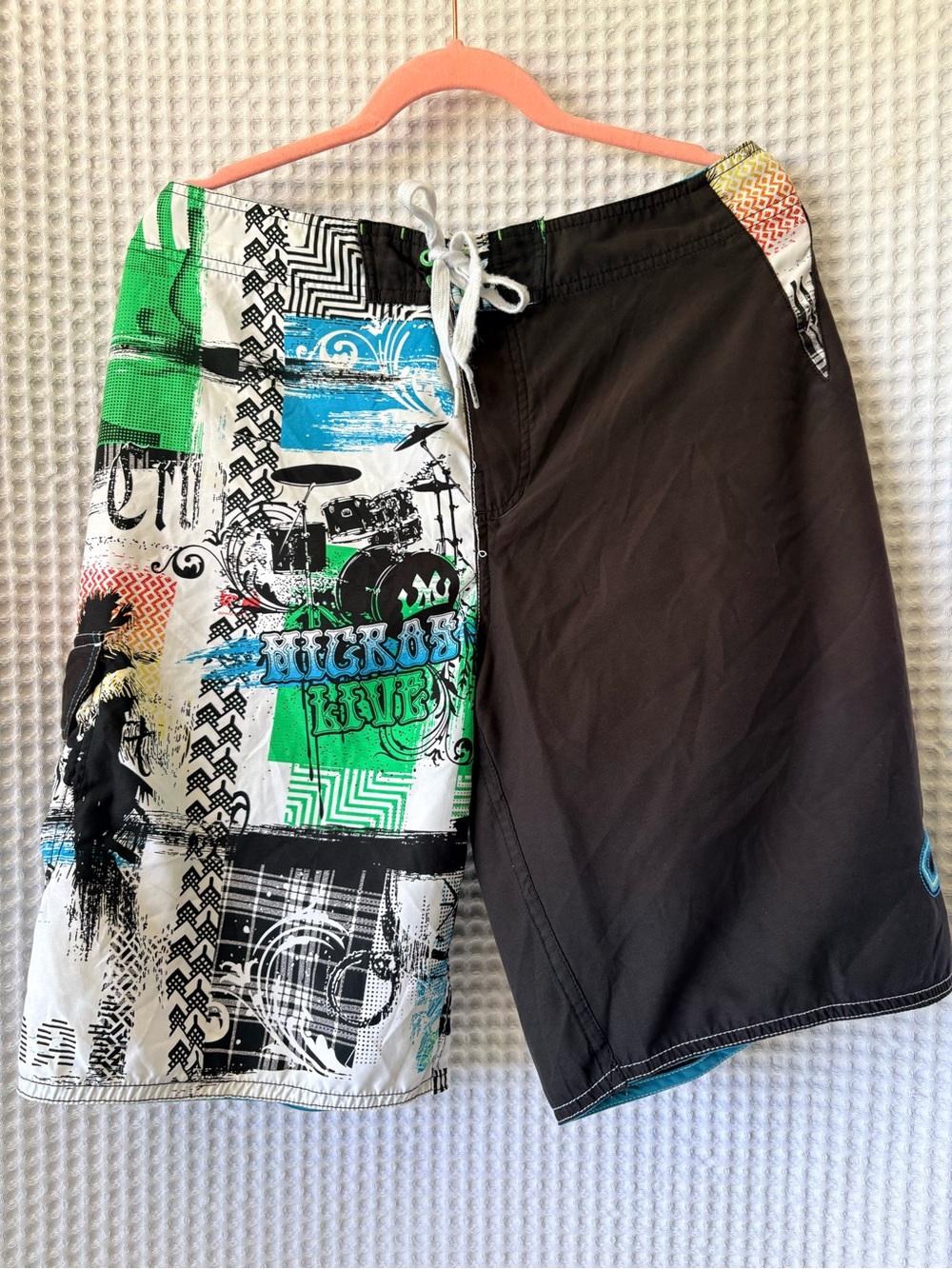 MICROS BOARD SHORTS - Men's 32, Multicolor, Y2K, Skater, Surfer